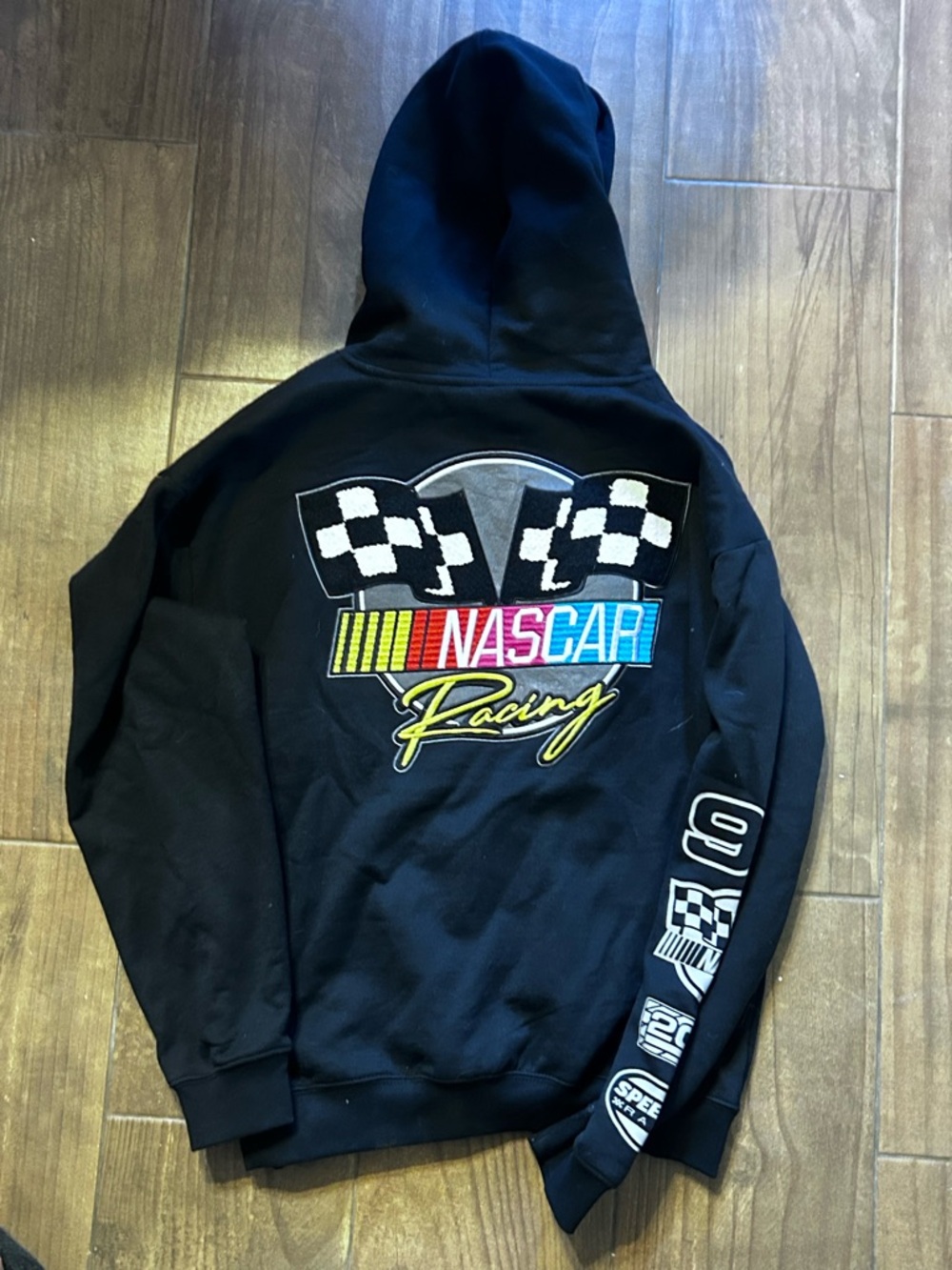 Nascar Black Hoodie with Multicolor Racing Logo
